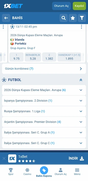 1xbet süper lig maçları ve oranları