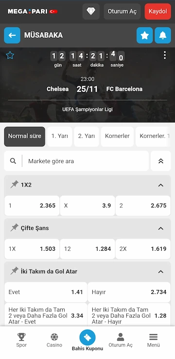 megapari canlı oranlar ekran görüntüsü - megapari canlı bahis 2025
