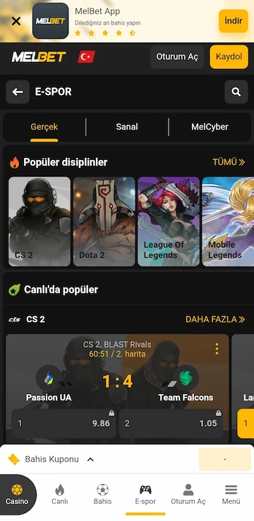 melbet e-spor maçları - Dota 2 ve CS:GO oranları