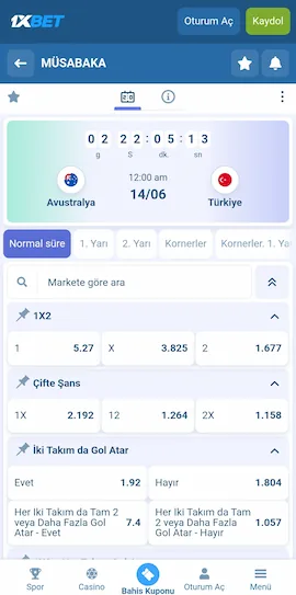 1xbet yüksek oranlı bahis seçenekleri ve maç oranları görünümü