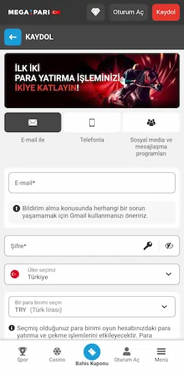 megapari giriş ve kayıt ekranı - megapari giriş