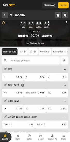 Melbet canlı bahis oranları ve yüksek oranlı bahis seçenekleri görünümü