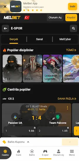 melbet e-spor maçları - Dota 2 ve CS:GO oranları