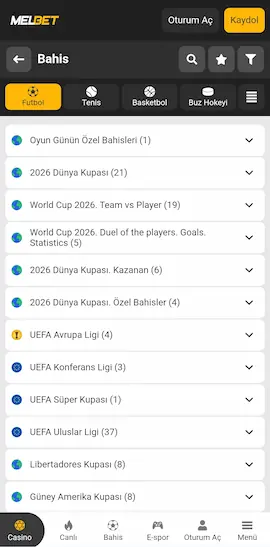 Melbet futbol bahisleri ve popüler ligler için yüksek oranlı bahis seçenekleri